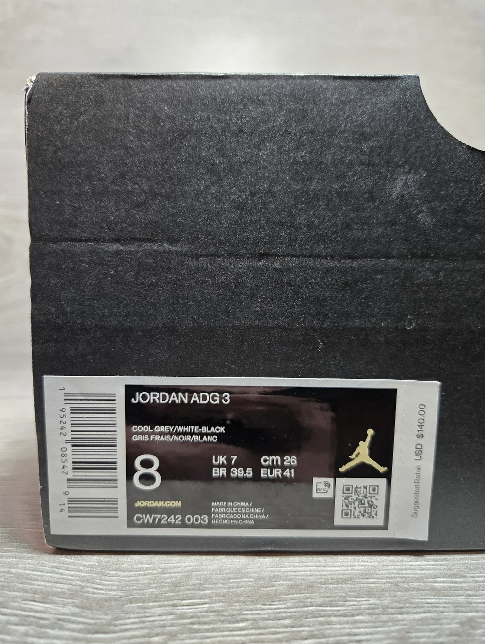 New Nike Air Jordan ADG 3 Cool Gray White Black Golf Shoes CW7242-003 Men's Sz 8